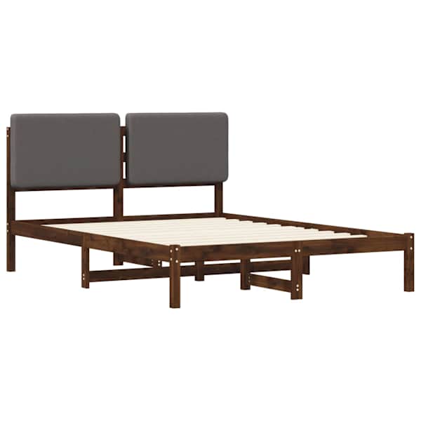Voodiraam peatsiga, tumepruun ja helehall, 140 × 190 cm — mudel 903992