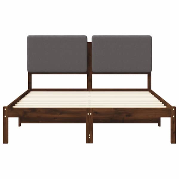 Voodiraam peatsiga, tumepruun ja helehall, 140 × 190 cm — mudel 903992