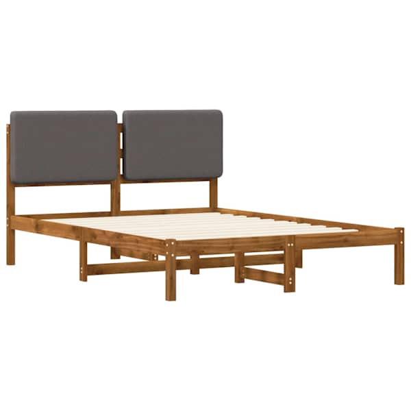 Voodiraam peatsiga, naturaalne ja helehall, 135 × 190 cm — mudel 903999