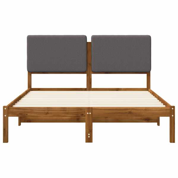 Voodiraam peatsiga, naturaalne ja helehall, 135 × 190 cm — mudel 903999