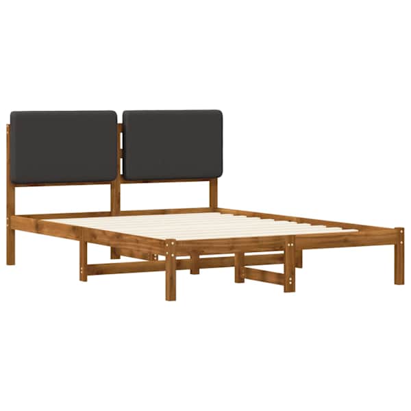 Voodiraam peatsiga, naturaalne ja tumehall, 135 × 190 cm — mudel 904001