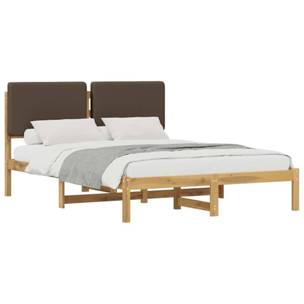 Voodiraam peatsiga, valgeks pestud ja hallikaspruun, 135 × 190 cm — mudel 904003