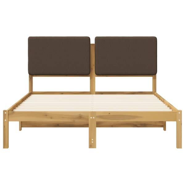 Voodiraam peatsiga, valgeks pestud ja hallikaspruun, 135 × 190 cm — mudel 904003