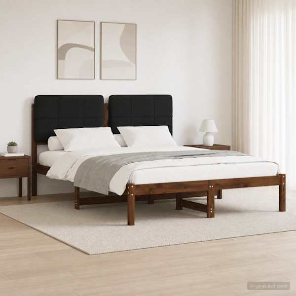 Voodiraam peatsiga, tumepruun ja must, 160 × 200 cm — mudel 904056