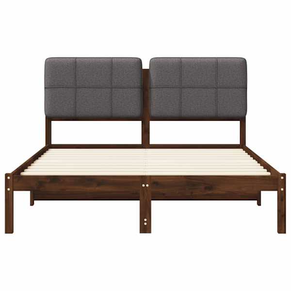 Voodiraam peatsiga, tumepruun ja helehall, 140 × 200 cm — mudel 904064
