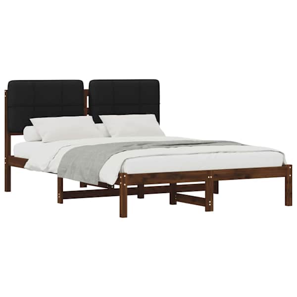 Voodiraam peatsiga, tumepruun ja must, 140 × 200 cm — mudel 904068