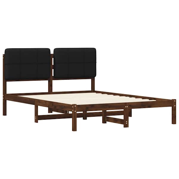 Voodiraam peatsiga, tumepruun ja must, 135 × 190 cm — mudel 904086