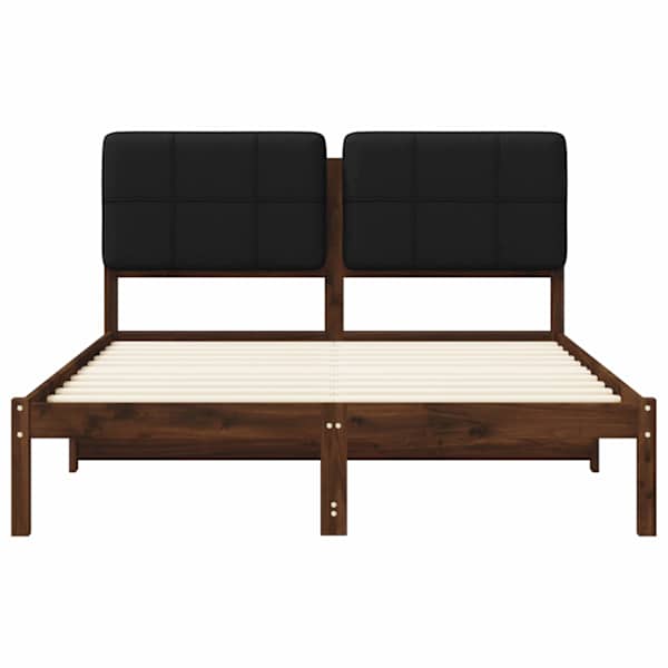Voodiraam peatsiga, tumepruun ja must, 135 × 190 cm — mudel 904086