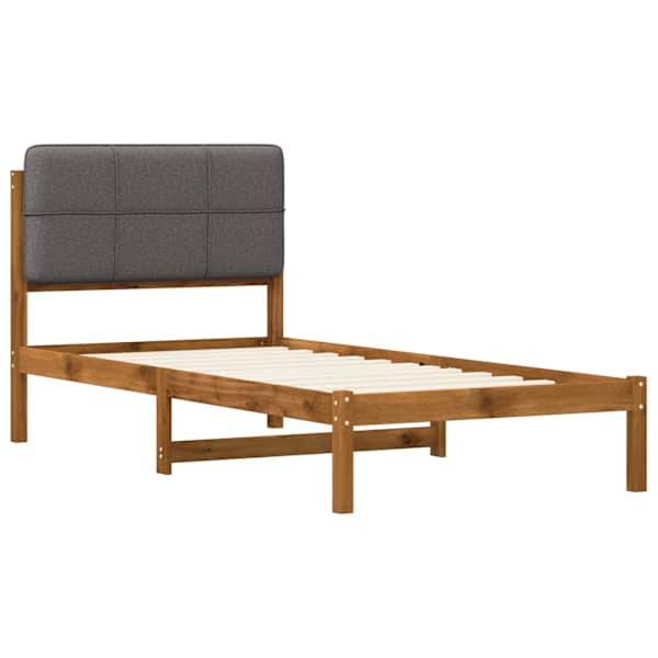 Voodiraam peatsiga, naturaalne ja helehall, 90 × 190 cm — mudel 904113