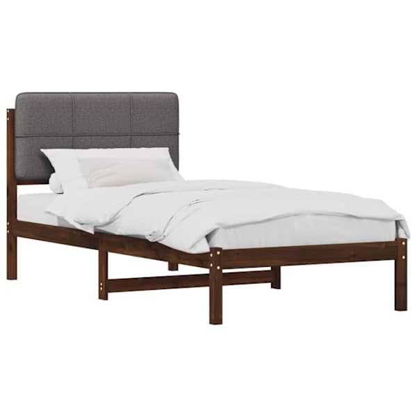 Voodiraam peatsiga, tumepruun ja helehall, 75 × 190 cm — mudel 904118