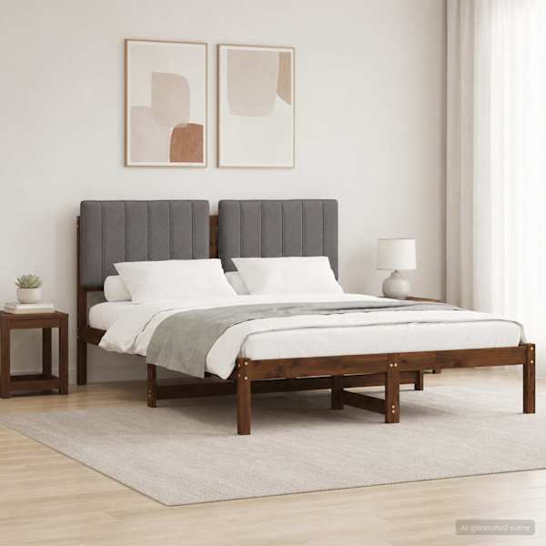 Voodiraam peatsiga, tumepruun ja helehall, 160 × 200 cm — mudel 904136