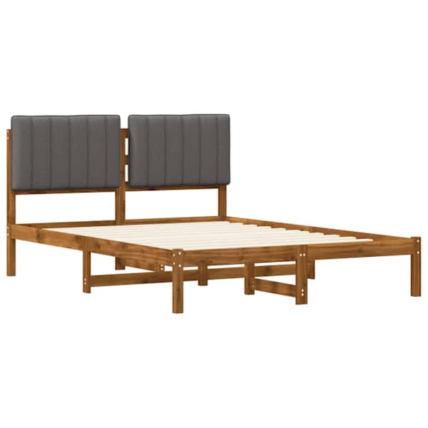 Voodiraam peatsiga, naturaalne ja helehall, 140 × 200 cm — mudel 904149