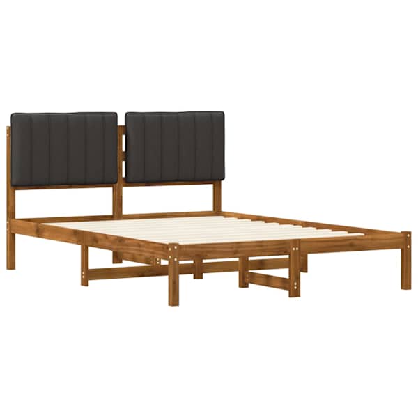 Voodiraam peatsiga, naturaalne ja tumehall, 140 × 190 cm — mudel 904163