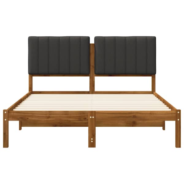 Voodiraam peatsiga, naturaalne ja tumehall, 140 × 190 cm — mudel 904163