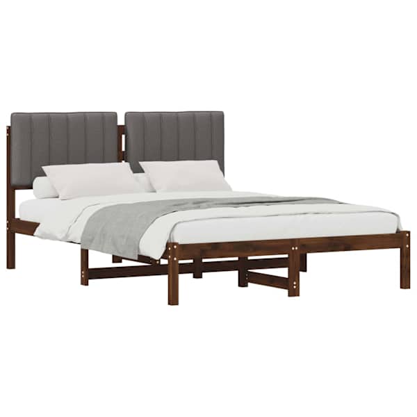 Voodiraam peatsiga, tumepruun ja helehall, 135 × 190 cm — mudel 904166
