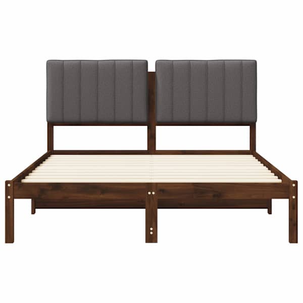 Voodiraam peatsiga, tumepruun ja helehall, 135 × 190 cm — mudel 904166