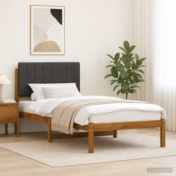 Voodiraam peatsiga, naturaalne ja tumehall, 100 × 200 cm — mudel 904181
