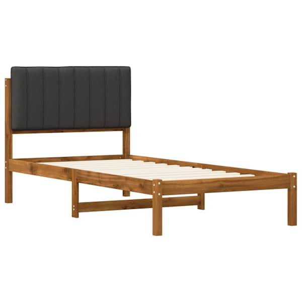 Voodiraam peatsiga, naturaalne ja tumehall, 80 × 200 cm — mudel 904193