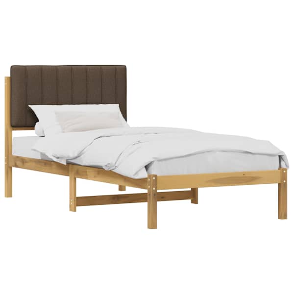 Voodiraam peatsiga, valgeks pestud ja hallikaspruun, 75 × 190 cm — mudel 904207
