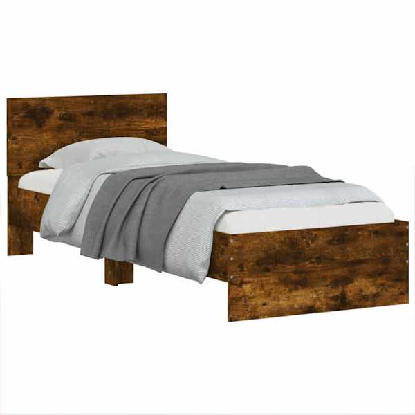 Voodiraam peatsiga, suitsutatud tamm, 80 × 200 cm, tehispuit — mudel 8009016