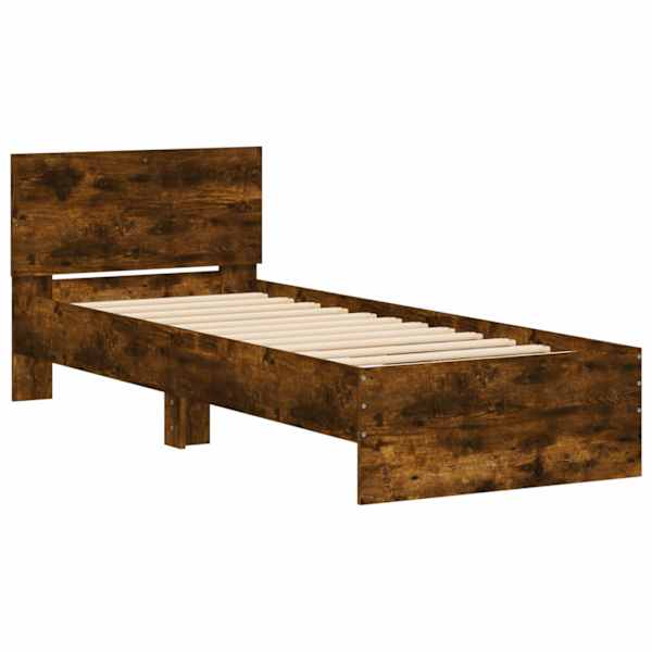 Voodiraam peatsiga, suitsutatud tamm, 80 × 200 cm, tehispuit — mudel 8009016