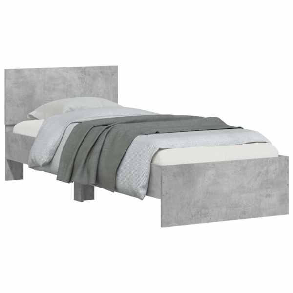 Voodiraam peatsiga, betoonhall, 80 × 200 cm, tehispuit — mudel 8009022