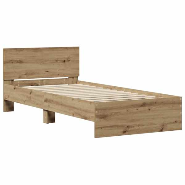 Voodiraam peatsiga, artisan tamm, 80 × 200 cm, tehispuit — mudel 8009026