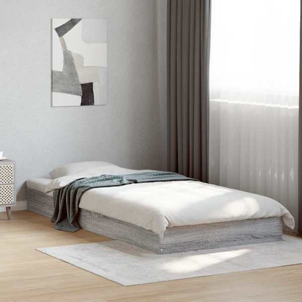 Voodiraam, hall sonoma, 80 × 200 cm, tehispuit — mudel 8009079