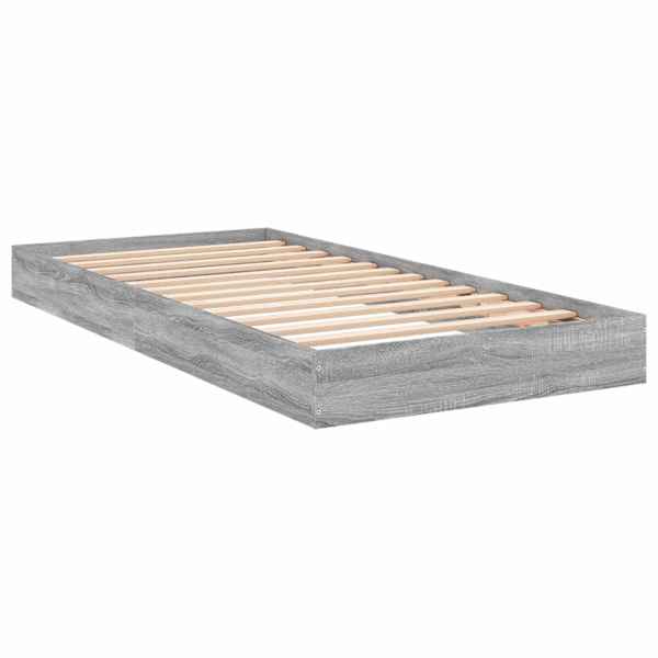 Voodiraam, hall sonoma, 80 × 200 cm, tehispuit — mudel 8009079