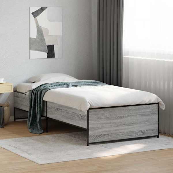 Voodiraam, hall sonoma, 80 × 200 cm, tehispuit — mudel 8009098