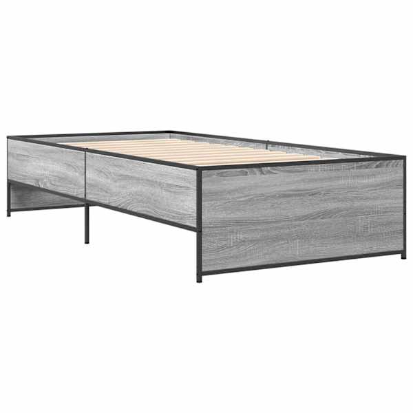 Voodiraam, hall sonoma, 80 × 200 cm, tehispuit — mudel 8009098