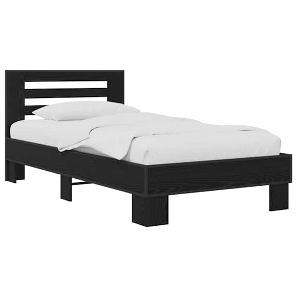 Voodiraam peatsiga, must tamm, 80 × 200 cm, tehispuit