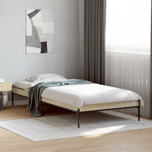 Voodiraam, sonoma tamm, 80 × 200 cm, tehispuit — mudel 8009125