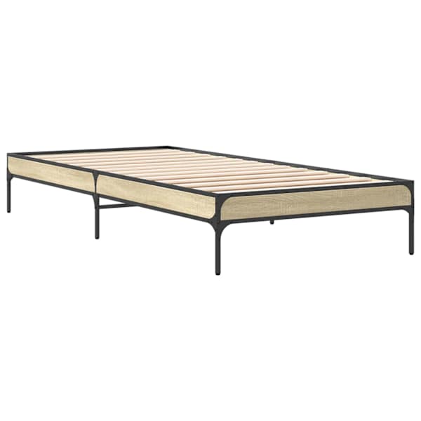 Voodiraam, sonoma tamm, 80 × 200 cm, tehispuit — mudel 8009125