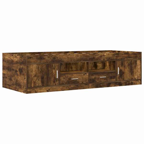 Sahtlitega voodiraam, suitsutatud tamm, 80 × 200 cm, tehispuit — mudel 3429495