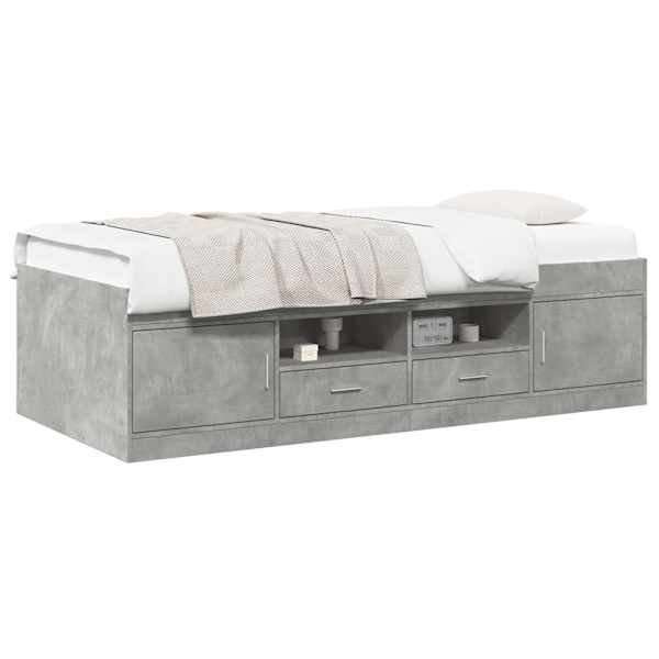 Sahtlitega voodiraam, betoonhall, 80 × 200 cm, tehispuit — mudel 3429498