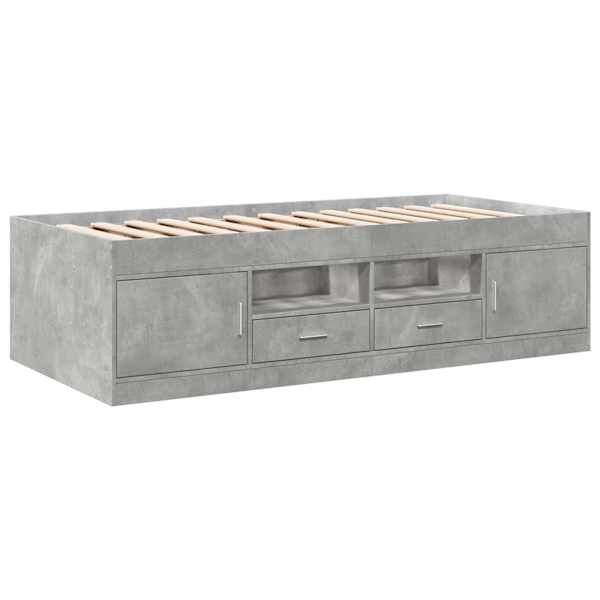 Sahtlitega voodiraam, betoonhall, 80 × 200 cm, tehispuit — mudel 3429498