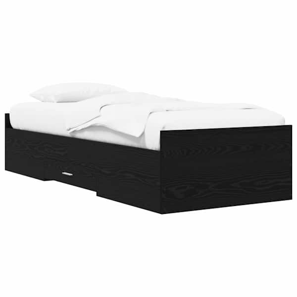 Sahtlitega voodiraam, must tamm, 80 × 200 cm, tehispuit