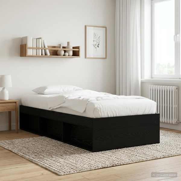 Panipaigaga voodiraam, must tamm, 80 × 200 cm, tehispuit — mudel 3429523