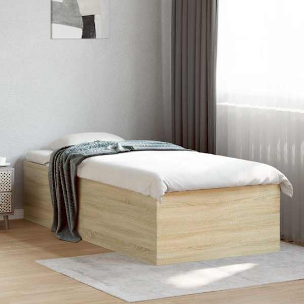 Voodiraam, sonoma tamm, 80 × 200 cm, tehispuit — mudel 3429534