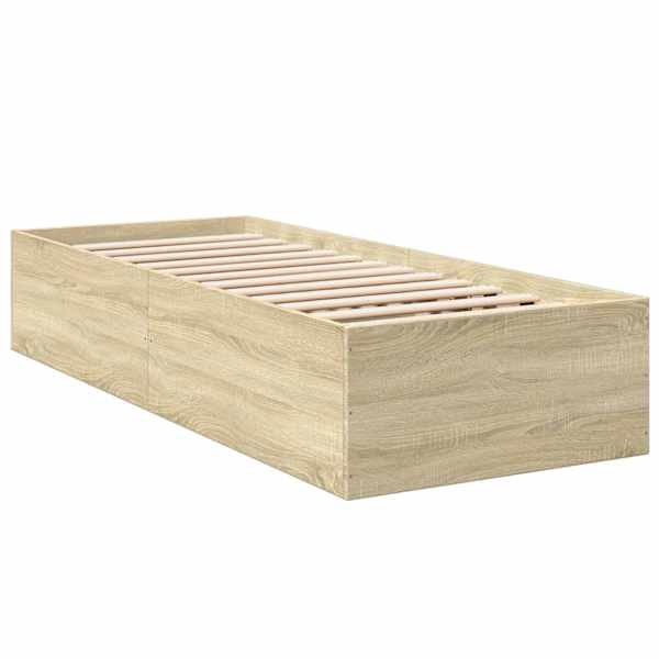 Voodiraam, sonoma tamm, 80 × 200 cm, tehispuit — mudel 3429542