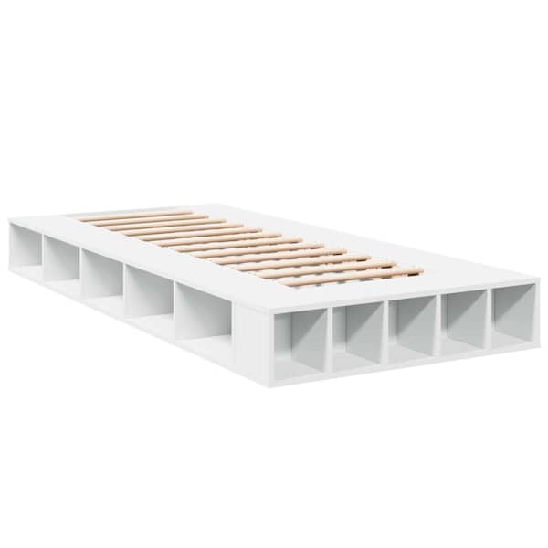 Panipaigaga voodiraam riiuliga, valge, 80 × 200 cm, tehispuit — mudel 3429549