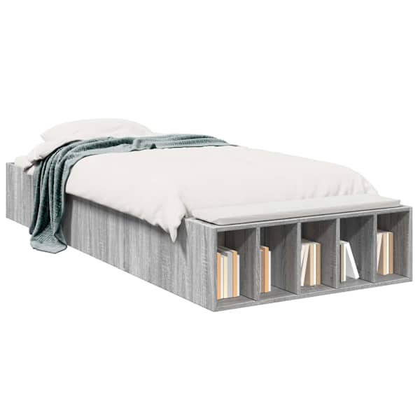 Panipaigaga voodiraam, hall sonoma, 80 × 200 cm, tehispuit — mudel 3429561