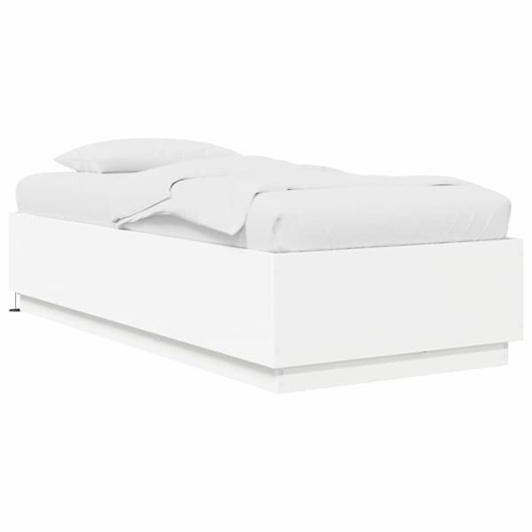 LED-valgustusega voodiraam, valge, 80 × 200 cm, tehispuit — mudel 3429565