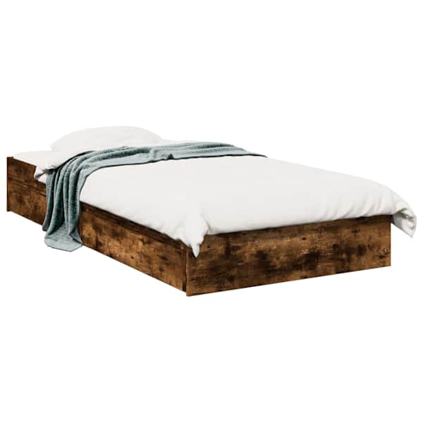Sahtlitega voodiraam, suitsutatud tamm, 80 × 200 cm, tehispuit — mudel 3429591