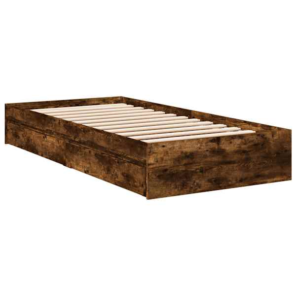 Sahtlitega voodiraam, suitsutatud tamm, 80 × 200 cm, tehispuit — mudel 3429591