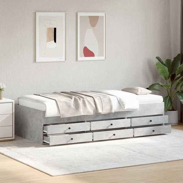 Sahtlitega voodiraam, betoonhall, 80 × 200 cm, tehispuit — mudel 3429650