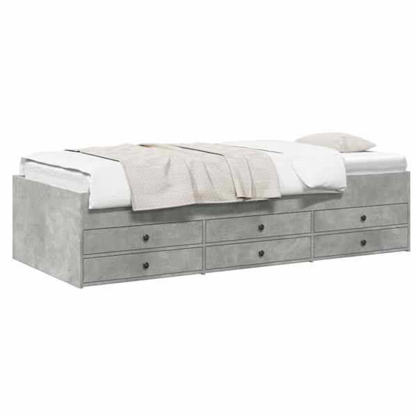 Sahtlitega voodiraam, betoonhall, 80 × 200 cm, tehispuit — mudel 3429650
