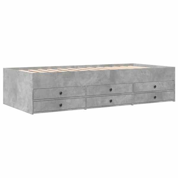 Sahtlitega voodiraam, betoonhall, 80 × 200 cm, tehispuit — mudel 3429650