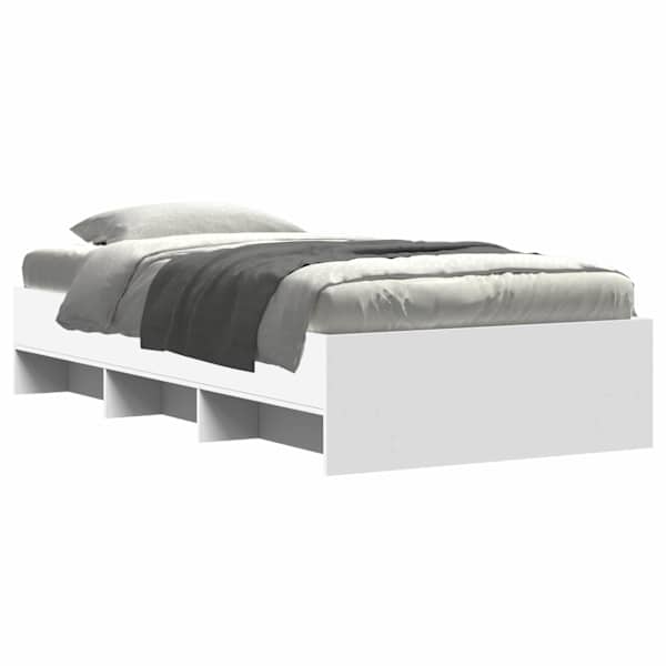 Panipaigaga voodiraam riiuliga, valge, 80 × 200 cm, tehispuit — mudel 3429669